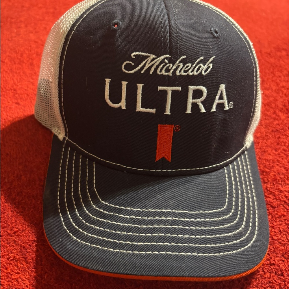 Michelob Ultra Blue  and White Trucker Hat, mesh back . SnapBack NEW
